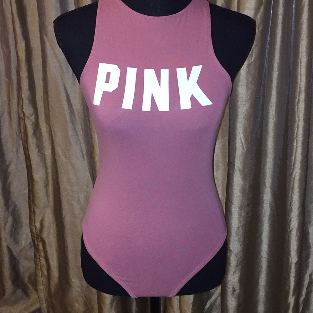 Victoria’s Secret pink graphic bodysuit leotard